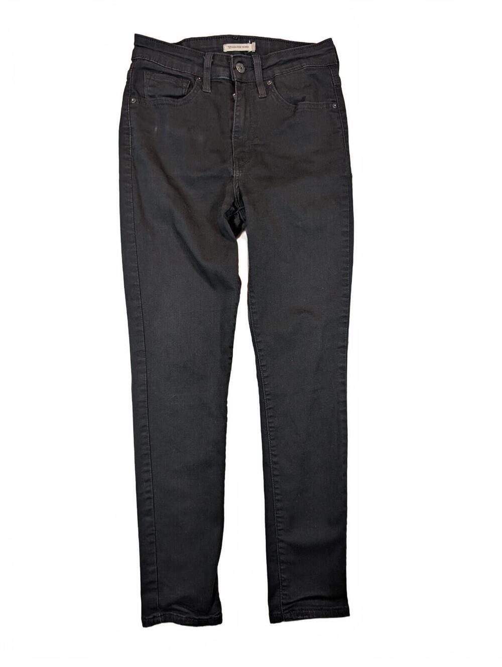 Levi's 721 High Rise Skinny Black Stretch Denim 5-Pocket Jeans Womens 27x28